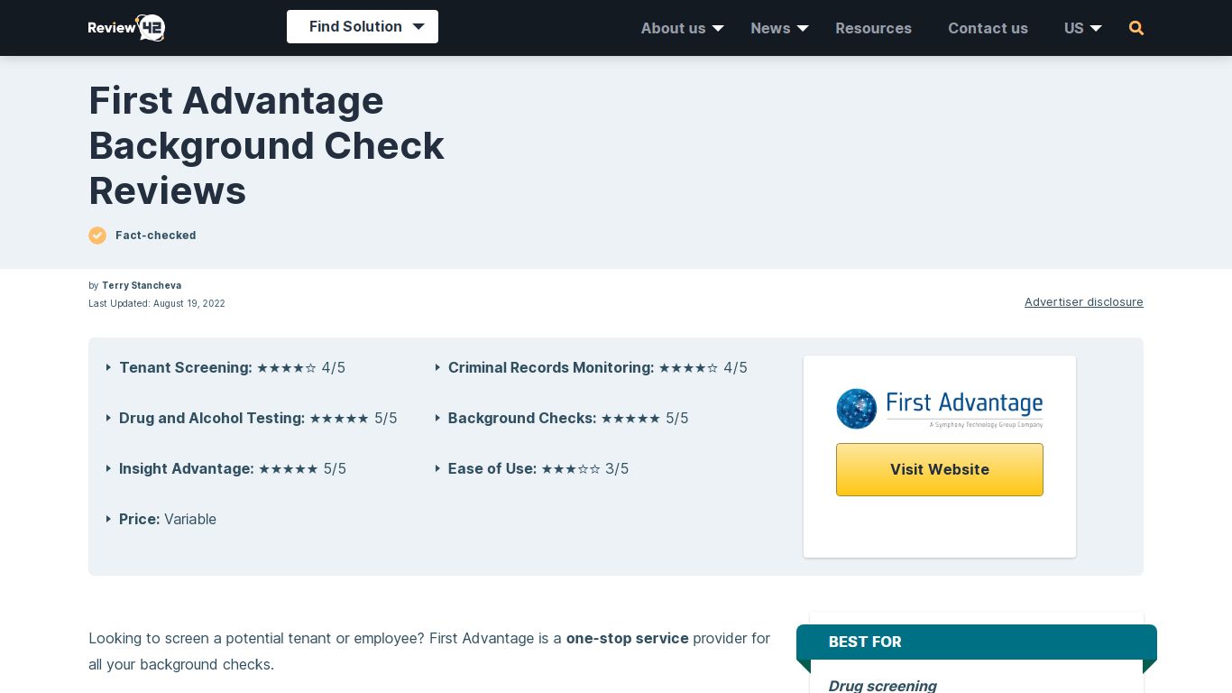 Honest First Advantage Background Check Reviews in 2022