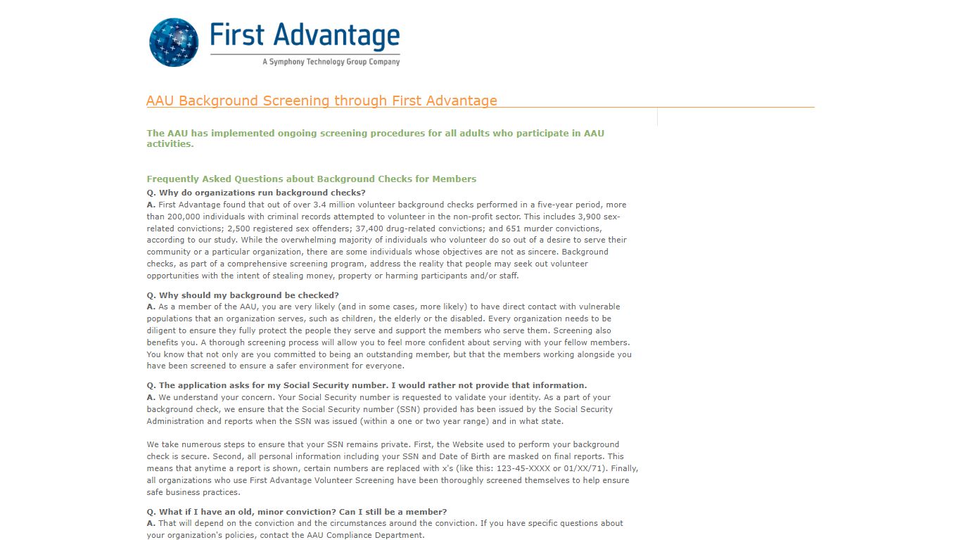 First Advantage | AAU Background Screening through First Advantage - Oracle